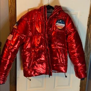 champion metallic jacket red